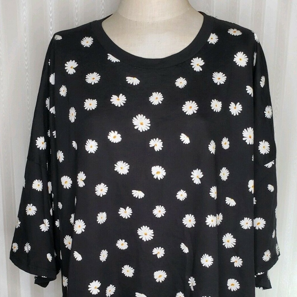 Asos Womens Plus Sz 28 Peplum T-Shirt Black Floral